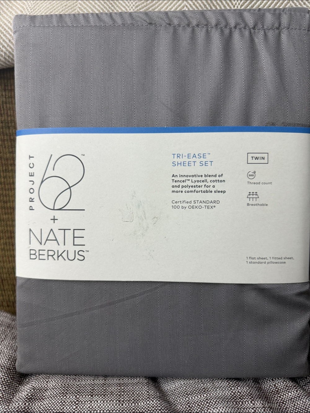 Nate Berkus Twin Sheet Set in Gray
